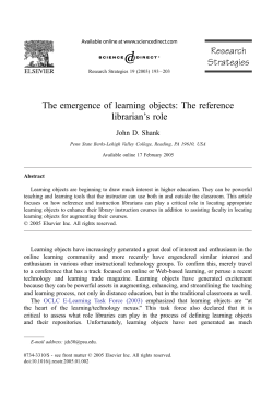 The emergence of learning objects: The reference librarian`s role