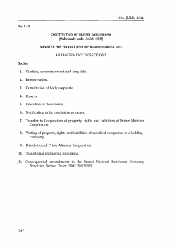 minister for finance (incorporation) order, 2011