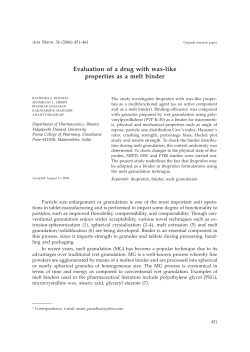 Evaluation of a drug with wax-like properties as a melt binder