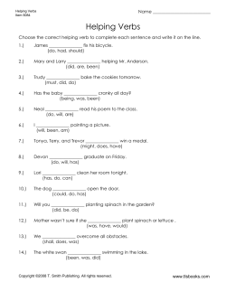 Helping Verbs Worksheet
