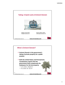 Taking: A Quick Look at Eminent Domain What is - dcba