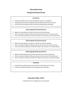 Informative Essay Compare/Contrast Format Essay due Friday, 12/12