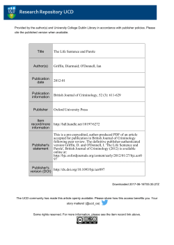 Title The Life Sentence and Parole Author(s)