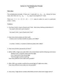 Section 3.4 The Multiplication Principle Math 141 Main ideas The