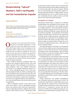 Haiti`s earthquake and the humanitarian impulse