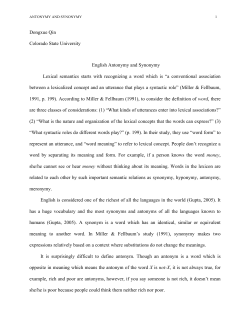 English Antonymy and Synonymy