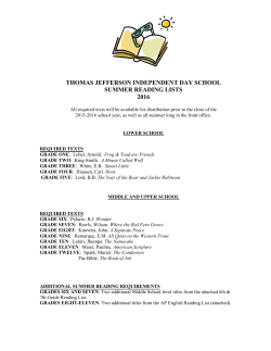 to the 2016 Summer Reading List for all TJ Students.