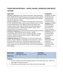 foods and nutrition ii &ndash; soups, salads, casseroles and meats lecture