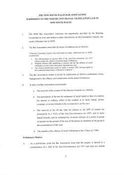 Submission to the Parliamentary Inquiry into