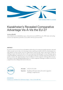 Kazakhstan`s Revealed Comparative Advantage Vis-À-Vis