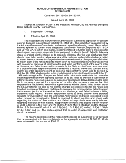 Notice of Suspension and Restitution (By Consent)