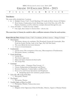 GRADE 10 ENGLISH 2014 &ndash; 2015