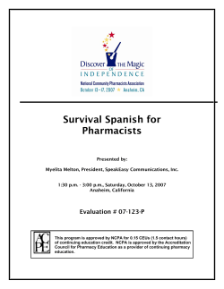 Survival Spanish for Pharmacists - National Community Pharmacists