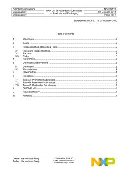 NXP Semiconductors NXP List of Hazardous Substances in