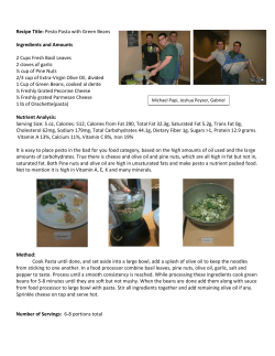 Recipe Title: Pesto Pasta with Green Beans Ingredients and