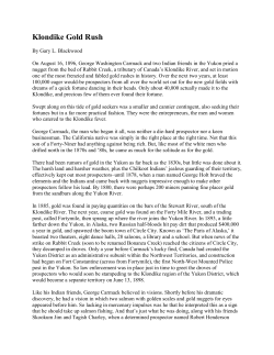 Klondike Gold Rush - Northwest ISD Moodle