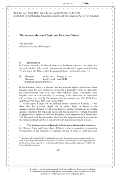 The Sentence-Internal Topic and Focus in Chinese1