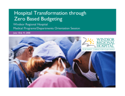 Zero Based Budgeting - Windsor Regional Hospital