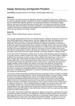 Design, Democracy and Agonistic Pluralism