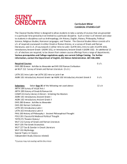 Curriculum Minor CLASSICAL STUDIES-CLST