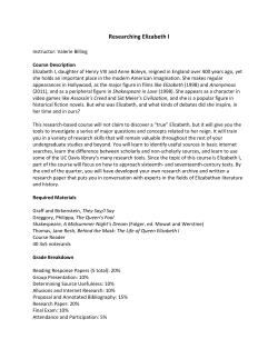 Mellon Elizabeth I Syllabus and Assignments
