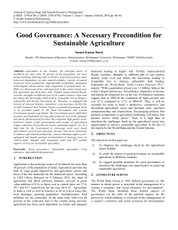 Good Governance: A Necessary Precondition for