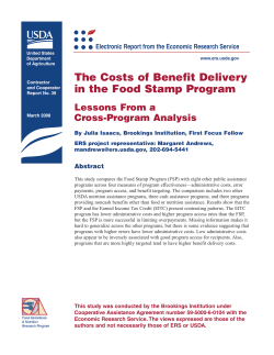 The Costs of Benefit Delivery in the Food Stamp Program: Lessons