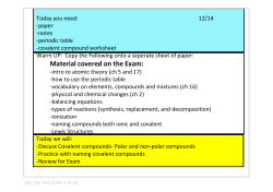 Covalent Compound practice and Chem. Exam Prep