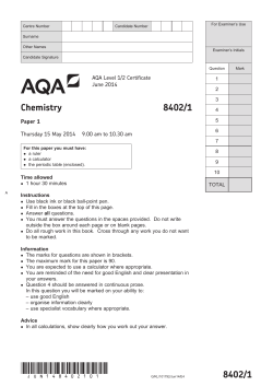 AQA Level 1/2 Certificate Chemistry Question paper Chemistry