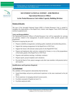 JOB PROFILE Operational Resources Officer in the Pooled