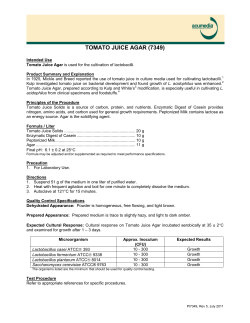 Tomato Juice Agar, Product Information