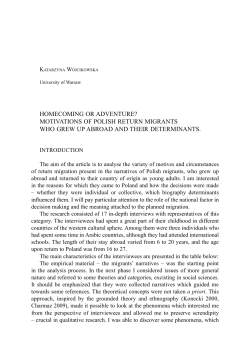 HOMECOMING OR ADVENTURE? MOTIVATIONS OF POLISH