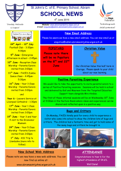 school news - St John`s C. of E. Primary School, Abram