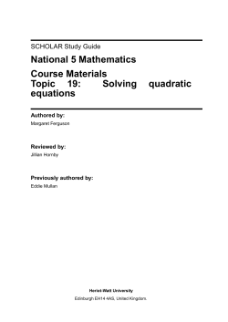 National 5 Mathematics Course Materials Topic 19: Solving