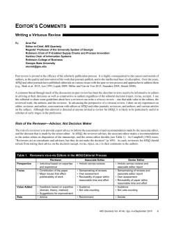 Editor`s Comments: Writing a Virtuous Review