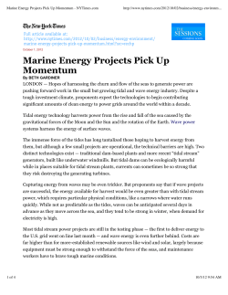 Marine Energy Projects Pick Up Momentum