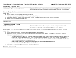 Mrs. Chausse`s Chemistry Lesson Plan