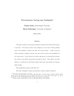 Precautionary Saving and Ambiguity!