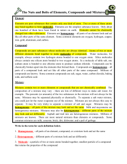 The Nuts and Bolts of Elements, Compounds and Mixtures
