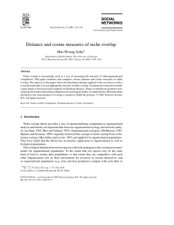 Distance and cosine measures of niche overlap