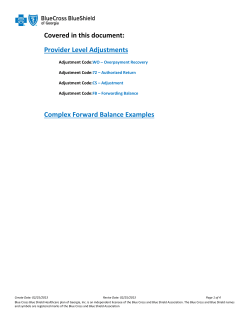 Provider Level Adjustments Complex Forward Balance