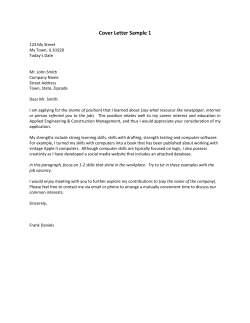 Cover Letter Sample 1