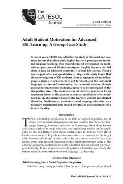 Adult Student Motivation for Advanced ESL