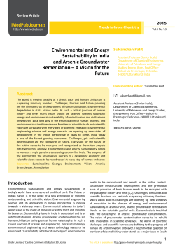 Environmental and Energy Sustainability in India and Arsenic