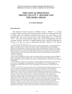the past as prologue: shelby county v. holder and the risks ahead