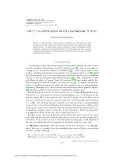 ON THE CLASSIFICATION OF FULL FACTORS OF TYPE III 1