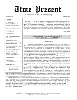 The Newsletter of the T. S. Eliot Society