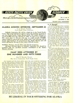 The North Pacific Union Gleaner for 1962 - Vol. 57