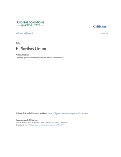 E Pluribus Unum - Digital Commons@Wayne State University