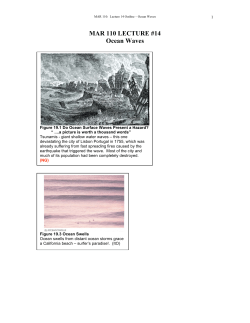 MAR 110 LECTURE #14 Ocean Waves